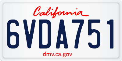 CA license plate 6VDA751