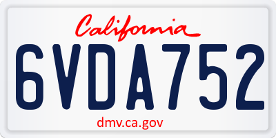 CA license plate 6VDA752