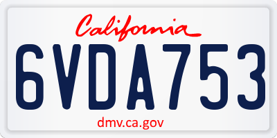 CA license plate 6VDA753