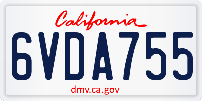 CA license plate 6VDA755