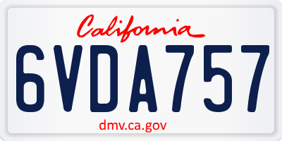 CA license plate 6VDA757