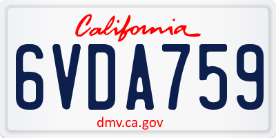 CA license plate 6VDA759