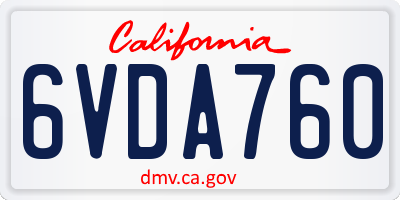 CA license plate 6VDA760