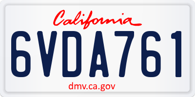 CA license plate 6VDA761
