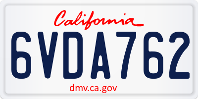 CA license plate 6VDA762