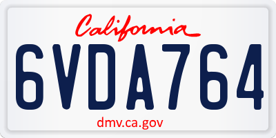 CA license plate 6VDA764