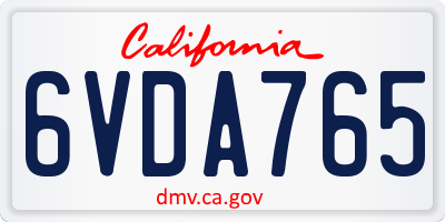 CA license plate 6VDA765