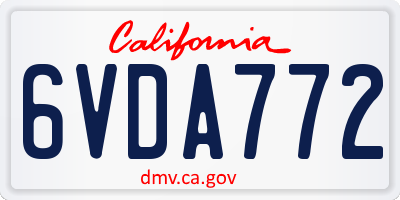 CA license plate 6VDA772