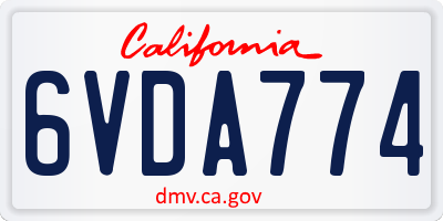 CA license plate 6VDA774
