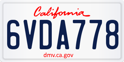 CA license plate 6VDA778