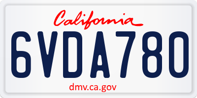 CA license plate 6VDA780