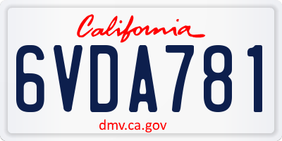 CA license plate 6VDA781