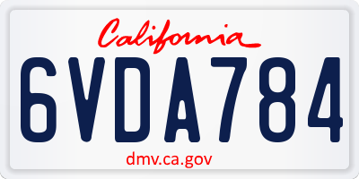 CA license plate 6VDA784