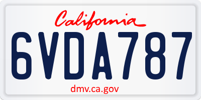 CA license plate 6VDA787