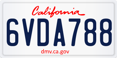 CA license plate 6VDA788