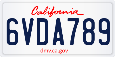 CA license plate 6VDA789