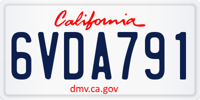 CA license plate 6VDA791