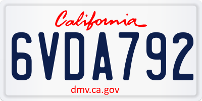 CA license plate 6VDA792