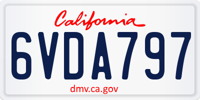 CA license plate 6VDA797