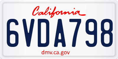 CA license plate 6VDA798