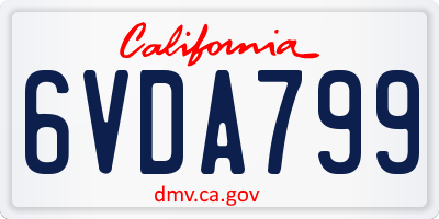 CA license plate 6VDA799