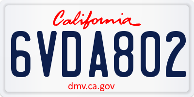 CA license plate 6VDA802