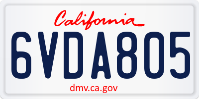 CA license plate 6VDA805