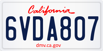 CA license plate 6VDA807