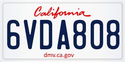 CA license plate 6VDA808