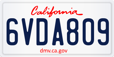 CA license plate 6VDA809