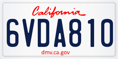 CA license plate 6VDA810