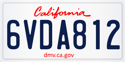 CA license plate 6VDA812