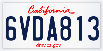 CA license plate 6VDA813