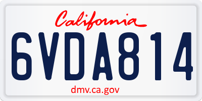 CA license plate 6VDA814