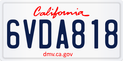 CA license plate 6VDA818