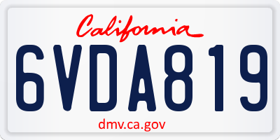 CA license plate 6VDA819