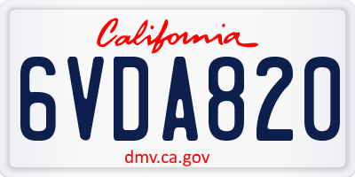 CA license plate 6VDA820