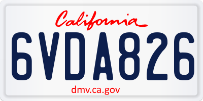 CA license plate 6VDA826