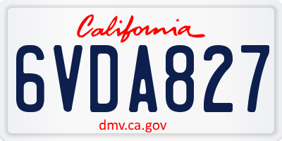 CA license plate 6VDA827