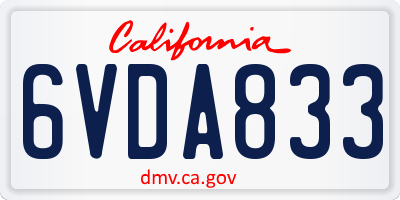 CA license plate 6VDA833