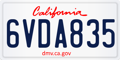 CA license plate 6VDA835