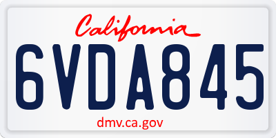 CA license plate 6VDA845