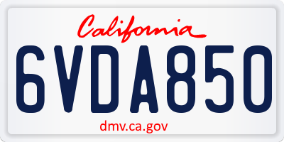 CA license plate 6VDA850