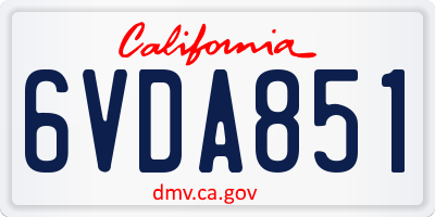 CA license plate 6VDA851