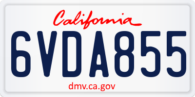 CA license plate 6VDA855