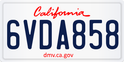 CA license plate 6VDA858
