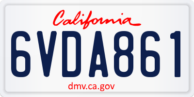 CA license plate 6VDA861