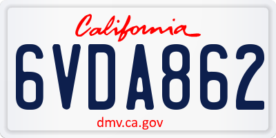 CA license plate 6VDA862