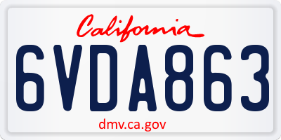 CA license plate 6VDA863