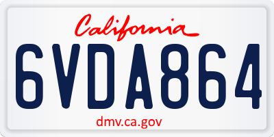 CA license plate 6VDA864